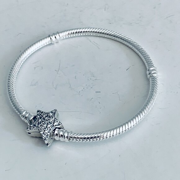 Pandora Moments Asymmetric STAR CLASP Snake Chain Bracelet - Picture 7 of 7
